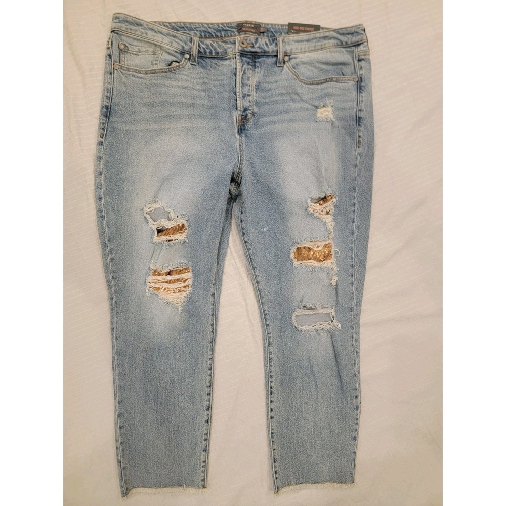 Torrid jeans: High Rise Straight Fit, Sequin Accents, Women's 20 distressed NWT